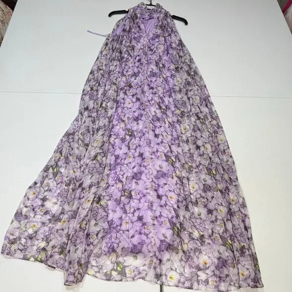 Badgley Mischka Floral Mock
Neck Pleated Gown Purple Maxi dress Size 12 - Picture 3 of 6